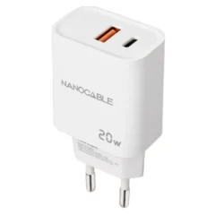 Nanocable 10.10.2007 Cargador de Pared 1xUSB 1xUSB Tipo-C 20W Blanco