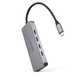 Nanocable 10.16.4505 Hub USB-C 4xUSB Tipo-C 1xUSB Tipo-C DP Gris