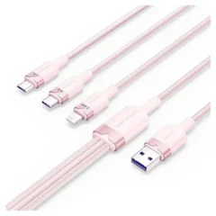 Vention CTRPG USB Macho USB Tipo-C Macho - MicroUSB Macho - Lightning Macho 1.5m Rosa