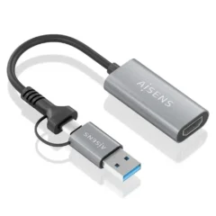 Aisens A109-0913 Conversor HDMI USB + USB Tipo-C 3.1 Macho - HDMI Macho 15cm Gris