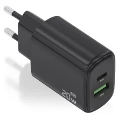 Aisens A110-0910 Cargador GaN de Pared 1xUSB Tipo-C 1xUSB 20W Negro