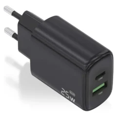 Aisens A110-0912 Cargador GaN de Pared 1xUSB Tipo-C 1xUSB 25W Negro