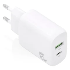 Aisens A110-0923 Cargador GaN de Pared 1xUSB-C 1xUSB 30W Blanco