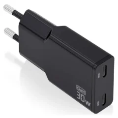 Aisens ASCH-30W2P049-BK Cargador Gan de Pared 2xUSB-C 30W