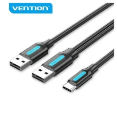 Vention CQKBF USB-C Macho - 2x USB Macho 480Mbps 1m Negro