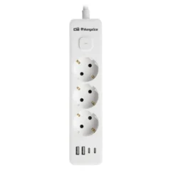 Orbegozo EN 3100 Regleta 3 Tomas de Corriente 2 USB-C 1.4m Blanca