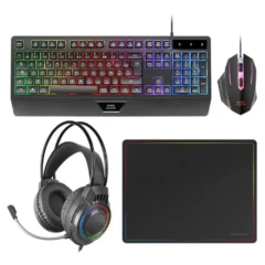 Mars Gaming MCP124PROES Pack Teclado + Ratón Óptico + Auriculares + Alfombrilla