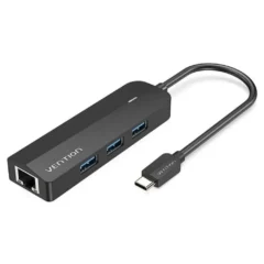 Vention TGPBB Docking USB Tipo-C 3xUSB 1xRJ45 1xMicro B PD Negro