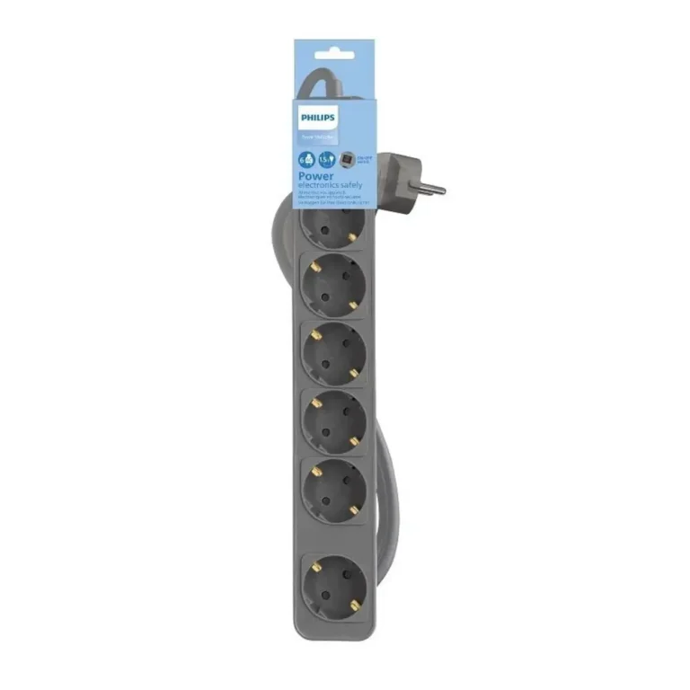 Regleta Philips CHP2164G/10 Regleta con Interruptor 6 Tomas Cable 1.5m Gris