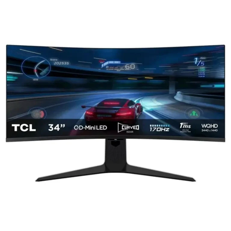 TCL 34R83Q 34" Monitor Gaming Curvo WQHD 1ms 170Hz VA Regulable Blanco y Negro