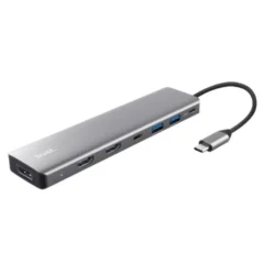 Trust Dalyx Docking USB-C 2xUSB 2xHDMI 1xDisplayPort 1xUSB Tipo-C PD Gris