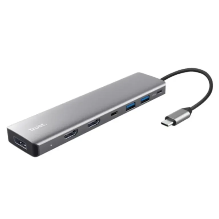 Trust Dalyx Docking USB-C 2xUSB 2xHDMI 1xDisplayPort 1xUSB Tipo-C PD Gris