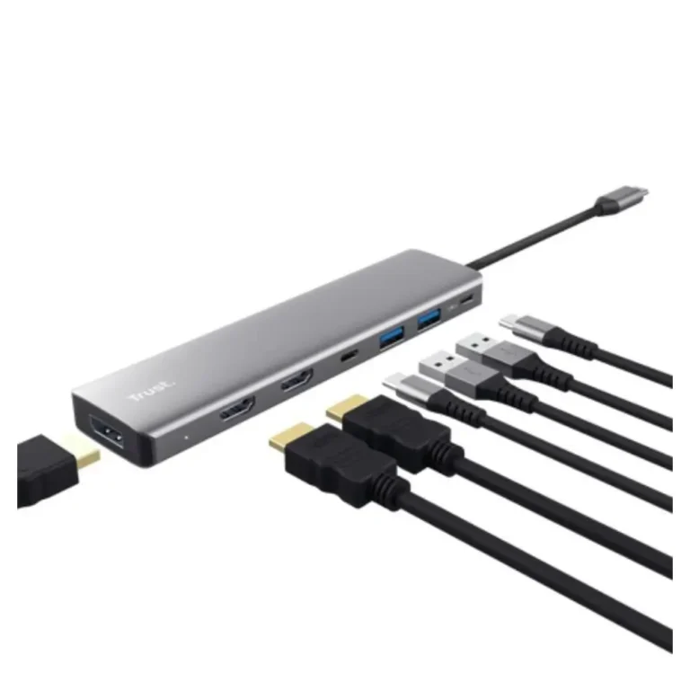 Trust Dalyx Docking USB-C 2xUSB 2xHDMI 1xDisplayPort 1xUSB Tipo-C PD Gris