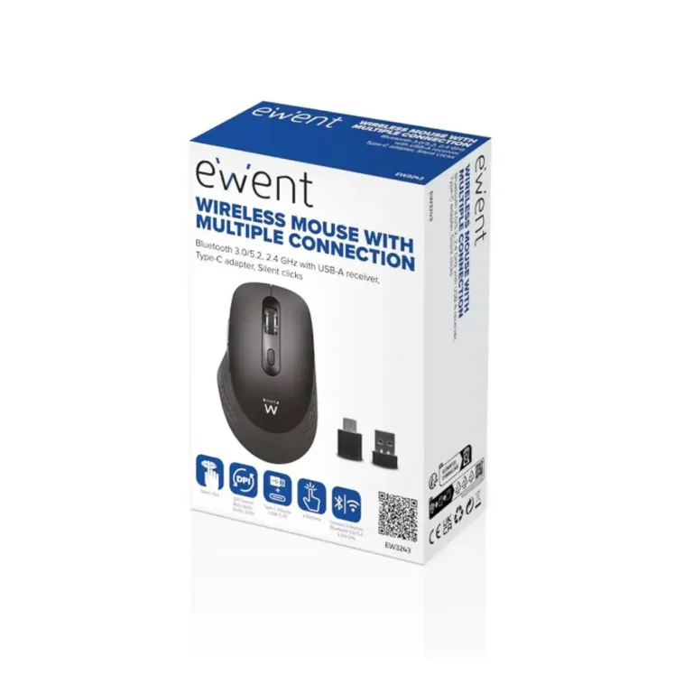 EWENT EW3243 Ratón Inalámbrico 2.4GHz Bluetooth USB-C