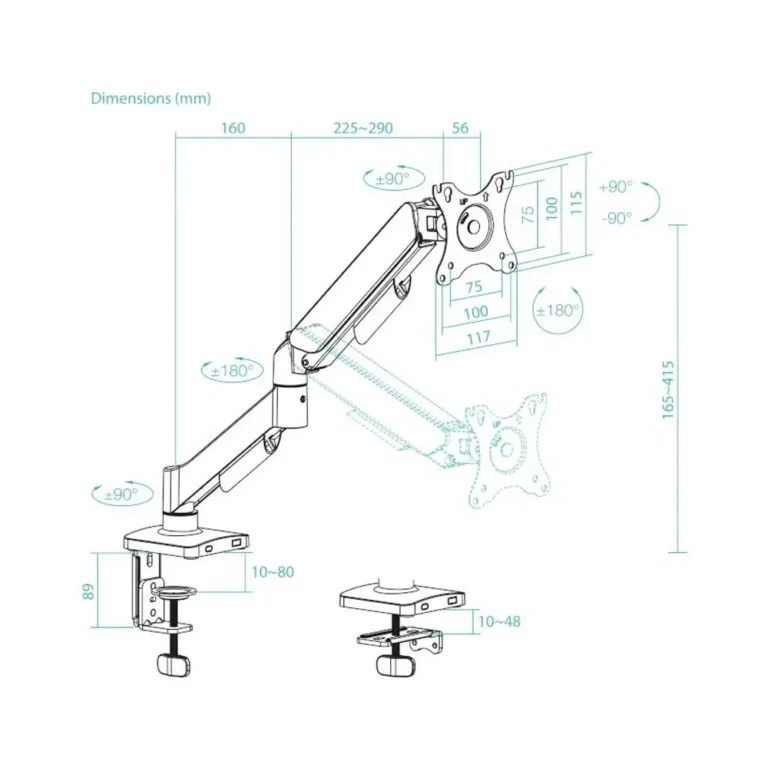 Tooq DB1733TNR Soporte Mesa para Pantallas 1 brazo 17-32" Negro