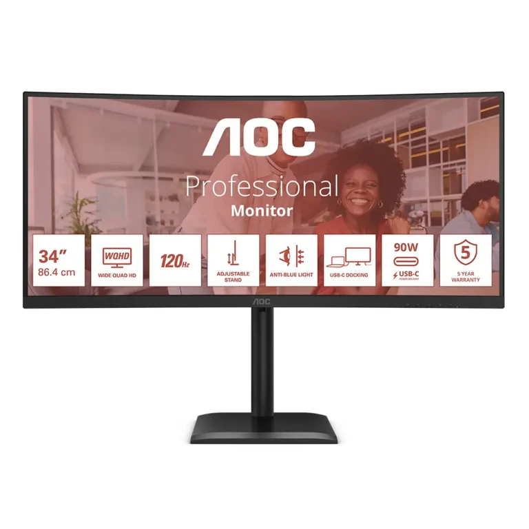 AOC CU34E4CV Monitor Profesional 34" WQHD MM Regulable Ultraparonámico Curvo