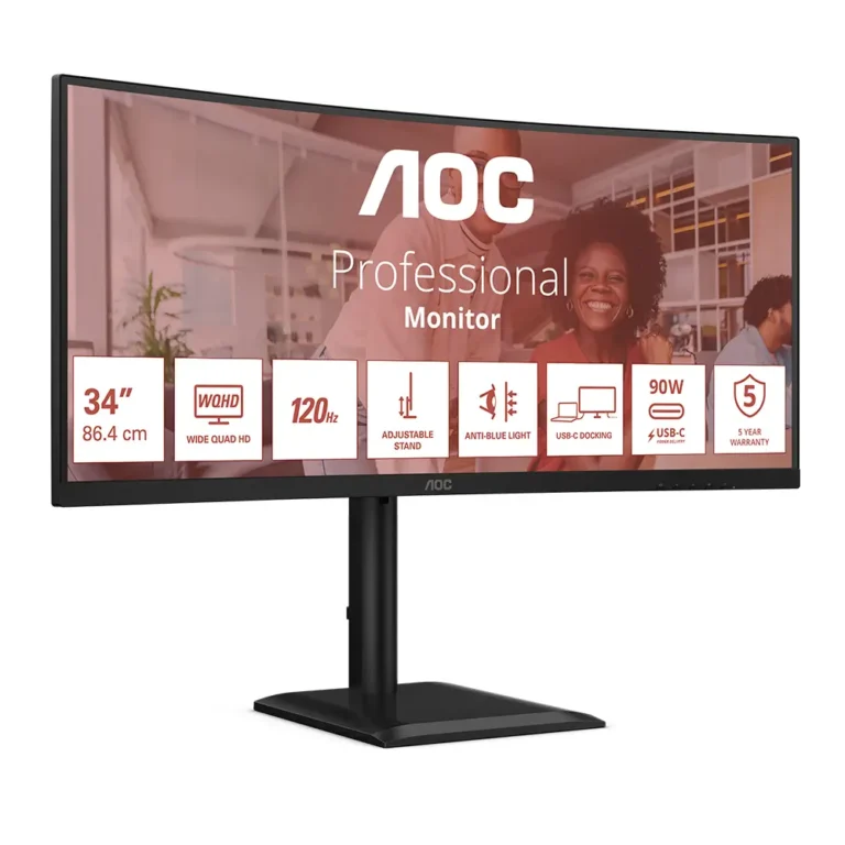 AOC CU34E4CV Monitor Profesional 34" WQHD MM Regulable Ultraparonámico Curvo