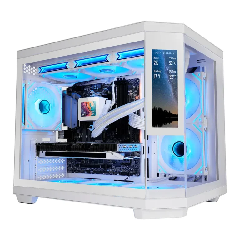 Mars Gaming MC-3TCORELCDM Minitorre Gaming Cristal Templado Micro ATX Refrigeración Líquida Blanco