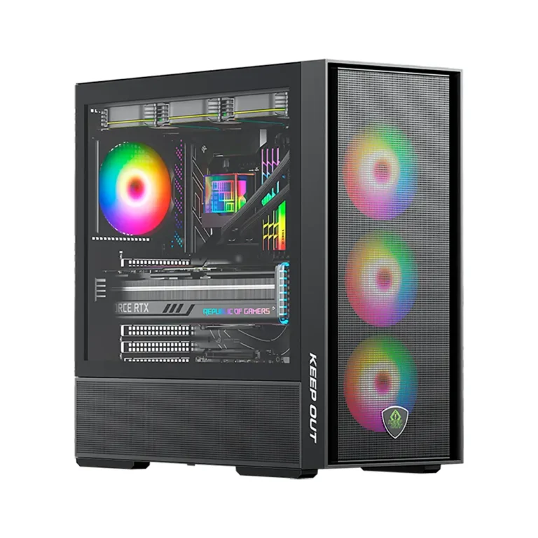 Keep Out XC-805 MESH Semitorre Gaming Ventana Lateral de Cristal Templado Refrigeración Líquida Negro