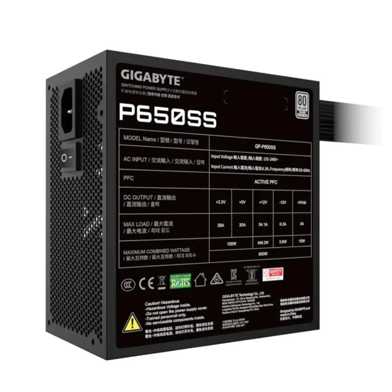 Gigabyte P650SS Fuente 650W 80+ 120 mm ATX Negro