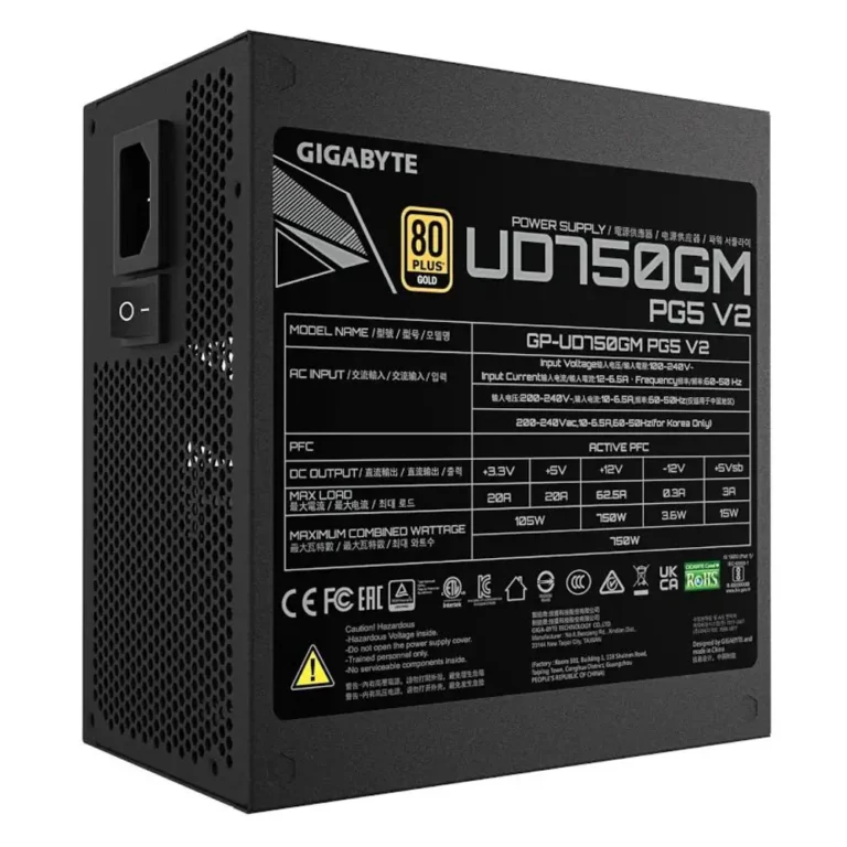 Gigabyte UD750GM PG5 V2 Gaming 750W 80+ Modular 120 mm ATX 3.1 Negro