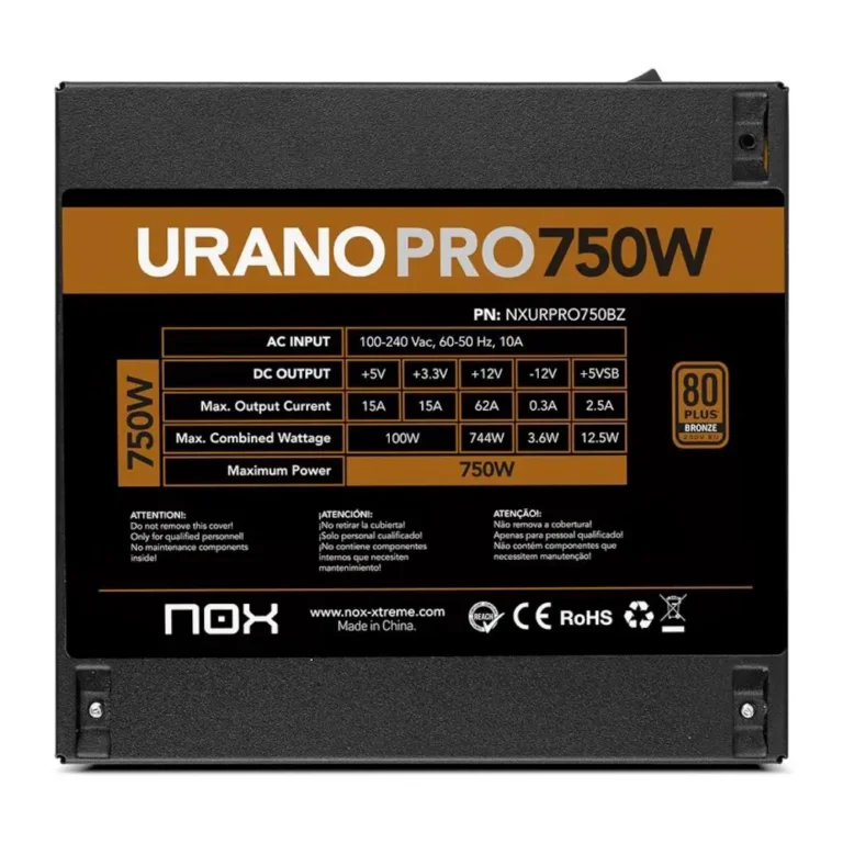 Nox Hummer Urano Pro 750W Fuente Gaming 80+ 120mm ATX