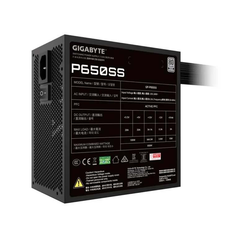 Gigabyte P650SS Fuente 650W 80+ 120 mm ATX Negro