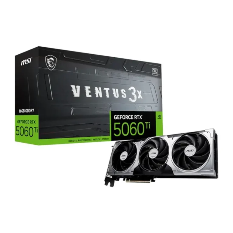 MSI Ventus RTX5060Ti 16G 3X OC NVIDIA® GeForce® RTX™ 5060Ti 16GB GDDR7 Gris