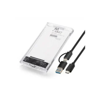 Ewent EW7064 Caja Externa USB3.2 Gen1 para SATA 2.5" USB-C+A Transparente
