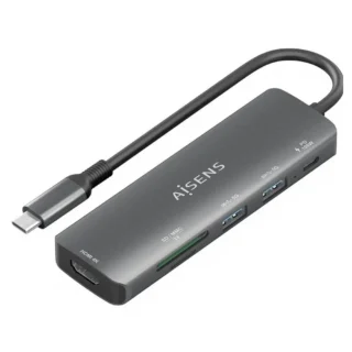 Aisens ASUC-6P023-GR Docking USB-C 1xHDMI 4K 2xUSB 1xUSB-C/PD 1xLector Tarjetas Gris