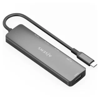 Aisens ASUC-6P024-GR Docking USB-C 1xHDMI 4K 3xUSB 1xLector Tarjetas Gris