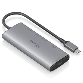 Aisens ASUC-6P029-GR Docking USB-C 1xHDMI 4K 1xUSB 2xUSB Tipo-C 1xLector de Tarjetas Gris