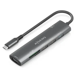 Aisens ASUC-7P027-GR 1 Docking USB-C xHDMI 4K 3xUSB 1xUSB-C/PD 1xLector Tarjetas Gris