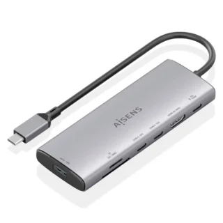 Aisens ASUC-7P031-GR Docking USB-C 1xHDMI 4K 1xUSB 2xUSB-C 1xLector Tarjetas 1xUSB-C/PD Gris