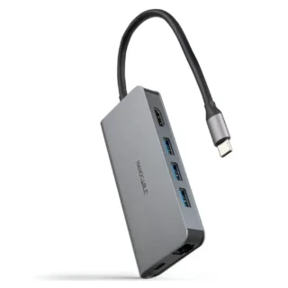 Nanocable 10.16.4609 Docking Tipo-C 3xUSB 1xHDMI 4K 1xRJ45 1xLector tarjetas 1xUSB-C/PD Gris