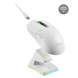 Mars Gaming MMW-Elite Blanco Ratón Gaming Inalámbrico Batería Recargable Hasta 20000 DPI