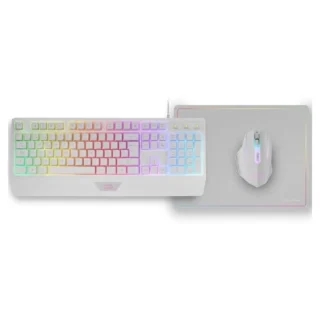 Mars Gaming MCP124 Pack Teclado H-MECH + Ratón Óptico + Alfombrilla Blanco