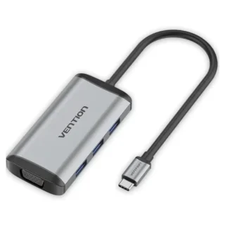 Vention TGSHB Docking USB-C 3xUSB 1xHDMI 4K 1xVGA 1xUSB-C/PD Gris