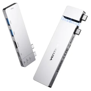 Vention THZH0 Docking USB-C 1xHDMI 4K 2xUSB 2xUSB-C 1xThunderBolt 1xUSB-C/PD Gris