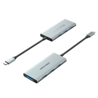 Vention TOPHB Docking USB-C 1xHDMI 3xUSB 1xLector Tarjetas SD/mSD Gris