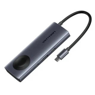 Vention TPMHB Docking USB-C con Carga Inalámbrica 1xHDMI 4K 2xUSB 1xUSB-C 1xUSB-C/PD Gris