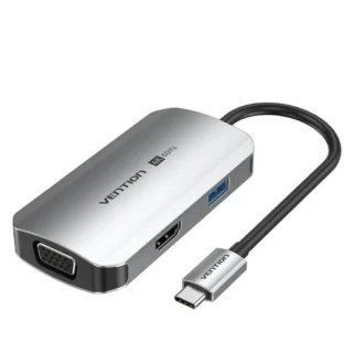 Vention TQAHB Docking USB-C 1xHDMI 1xUSB 1xVGA 1xUSB-C/PD Gris
