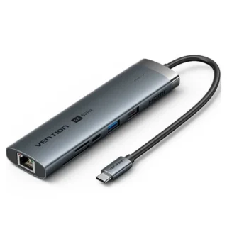 Vention TGUHB Docking USB-C RJ45 2xUSB 1xUSB-C 1xHDMI 1xUSB-C/PD 1xLector Tarjetas Gris