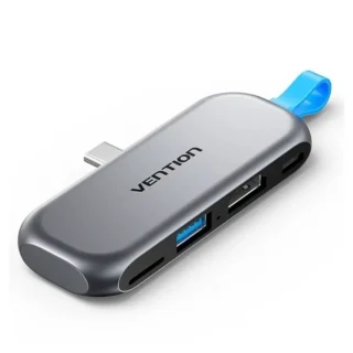 Vention THYH0 Docking USB-C 1xUSB 1xHDMI 1xUSB-C/PD 1xLector Tarjetas Gris Sin Cables