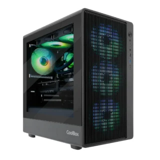 CoolBox GM350 DarkFace Minitorre Gaming ATX Cristal Templado Sin Fuente Negra