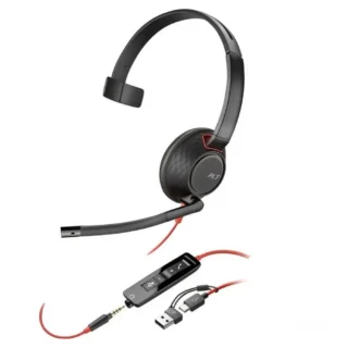 Poly Blackwire 5210 + 3.5 mm + Adaptador USB-C/A con Micrófono Jack 3.5 - USB Tipo-C Jack 3.5 - USB Tipo-C Bulk Negros