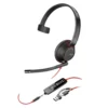 Poly Blackwire 5210 Auricular + Adaptador USB-C/A con Micro Jack 3.5mm Negro