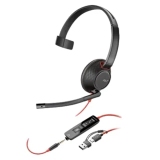 Poly Blackwire 5210 Auricular + Adaptador USB-C/A con Micro Jack 3.5mm Negro