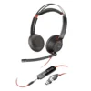 Poly Blackwire 5220 Auriculares con Micro USB-C + Adaptador USB-C/A Jack 3.5 - USB Tipo-C Negros