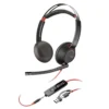 Poly Blackwire 5220 Auriculares + Adaptador USB-C/A con Micro Jack 3.5mm Negro